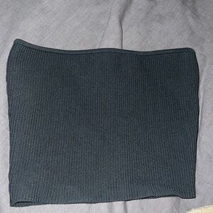 Grey Ribbed Crop Top